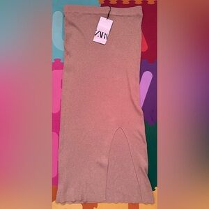 Zara Beige Midi Skirt